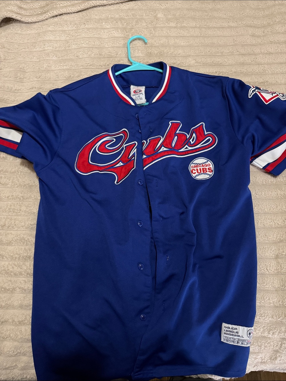 Chicago Cubs Blue Baseball Jersey with Red Script LEE
